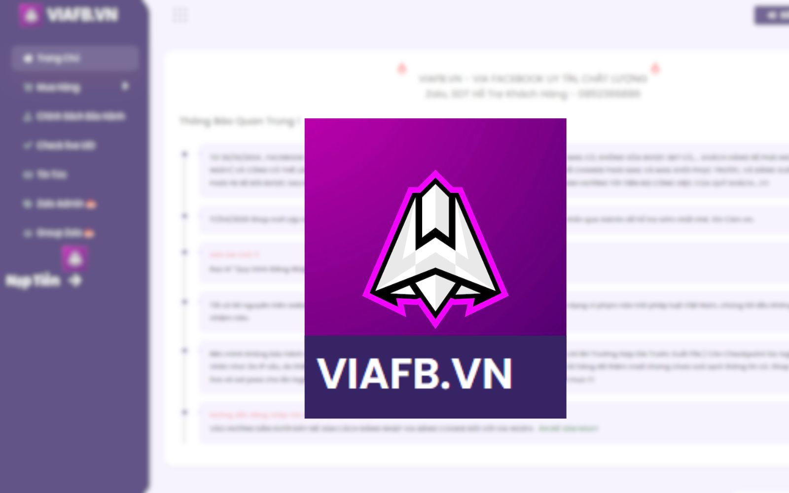 Trang web mua via viaFB.vn