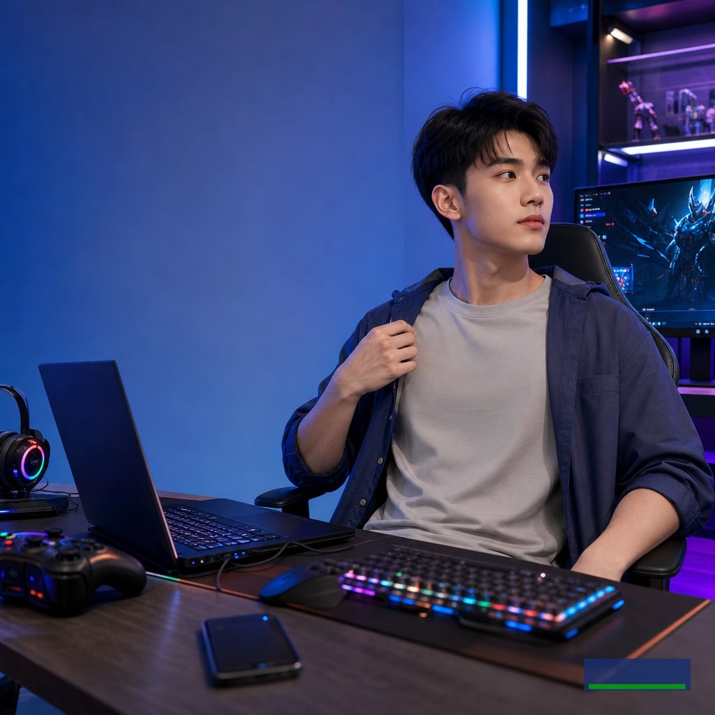 Áo thun nam form vừa cotton và cách mặc layer khi chơi game trong phòng máy lạnh