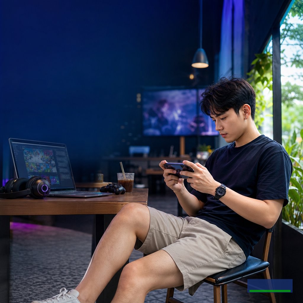 Quần short kaki nam basic cho game thủ chơi game mobile ở quán cà phê mùa nóng